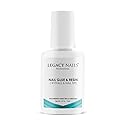 Legacy Nails Professional Nail Glue & Resin 0.5oz Brush-on; Ultra-Strong Adhesive for Nail Repairs, Tips & Extensions, Quick-Drying, Professional