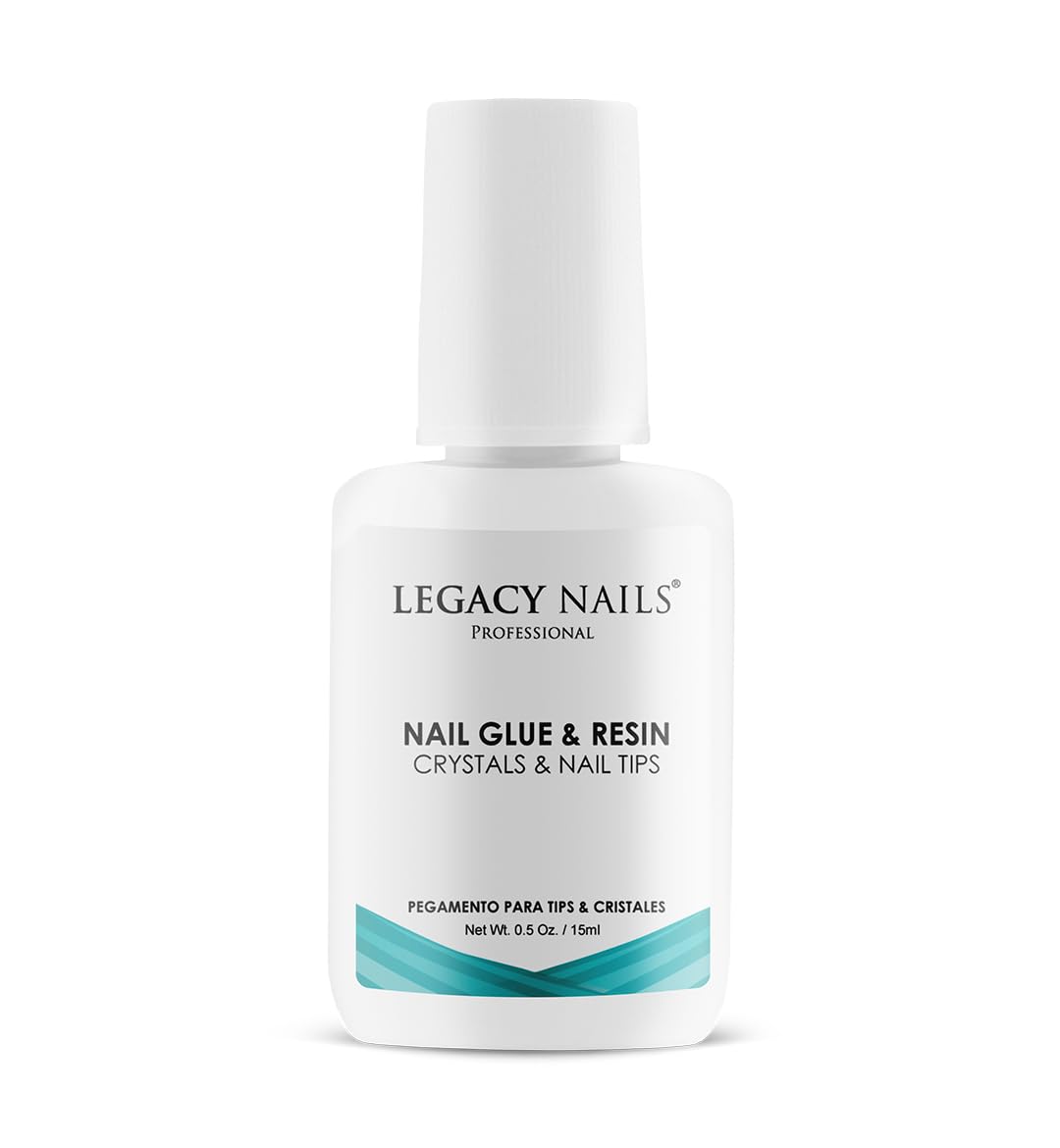 Legacy Nails Professional Nail Glue & Resin 0.5oz Brush-on; Ultra-Strong Adhesive for Nail Repairs, Tips & Extensions, Quick-Drying, Professional