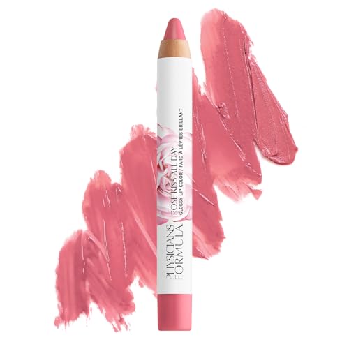Physicians Formula Rosé Kiss All Day Glossy Lipstick Lip Color Makeup, Pink Blind Date | Dermatologist Tested, Clinicially Tested