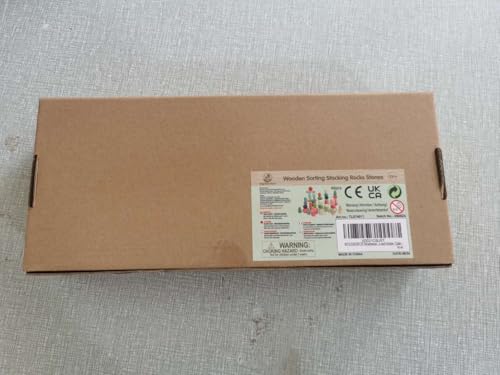 WOODENFUN 48pcs Wooden Stacking Rocks – Montessori Sensory STEM Building Blocks Game for Kids Ages 3-6, Educational Birthday Gift