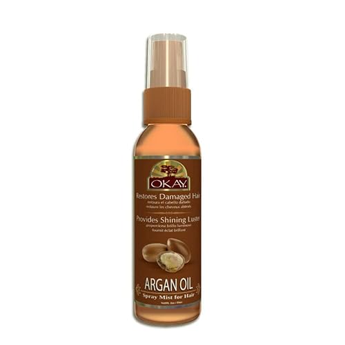 Okay Moisturizing Mist Hair Spray with Argan Oil - Hydrating Hair Oil Mist with Vitamin E, Restores Damaged Strands, Provides Shining Luster