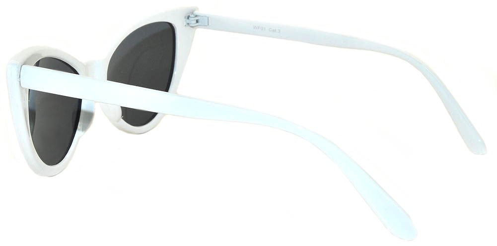 OWL Cat Eye Sunglasses for Women Retro Vintage 1950s - White Frame Smoke Lens