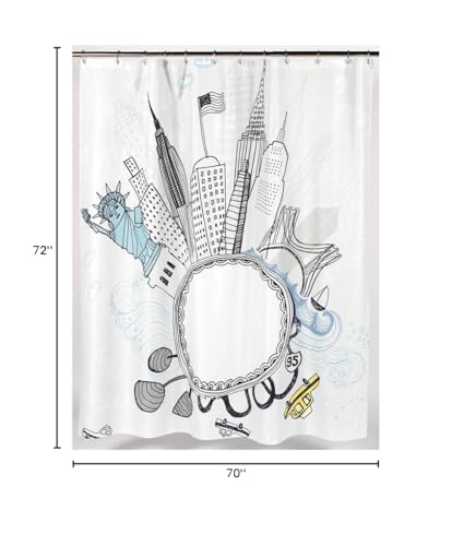 Carnation Home Fashions Funky City Fabric Shower Curtain