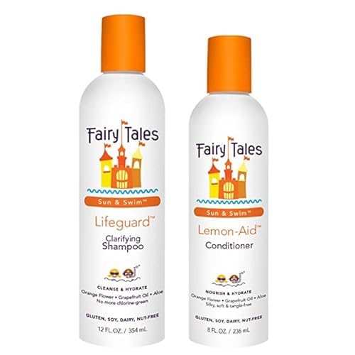 Fairy Tales Sun & Swim Shampoo & Conditioner for Kids - Chlorine Removal Swim Shampoo, Removes Green Pool Tones, Sea Salt & Mineral Buildup