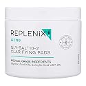 Replenix Gly-Sal Clarifying Acne Pads, 60 Count, Medical-Grade 10% Glycolic Acid & 2% Salicylic Acid Exfoliating Pads for Acne-Prone Skin, Help Clear