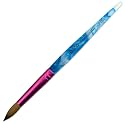 PANA Pure Kolinsky Hair Acrylic Nail Brush - Round Shape Pink Ferrule with White Swirl Blue Handle (Size 14) Beauty & Personal Care PANA