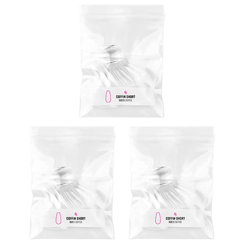 Kiara Sky Gelly Tips Refill Packs - Soak Off Soft Gels - Coffin Shape (Short Length) (Sizes 0, 1, 2) Beauty & Personal Care KIARA SKY