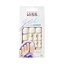KISS Gel Fantasy Collection Ready-To-Wear Fake Toenails Pedicure Set, Style 'This is Classic', with Mini Nail File, Pink Gel Nail Glue & 24 White