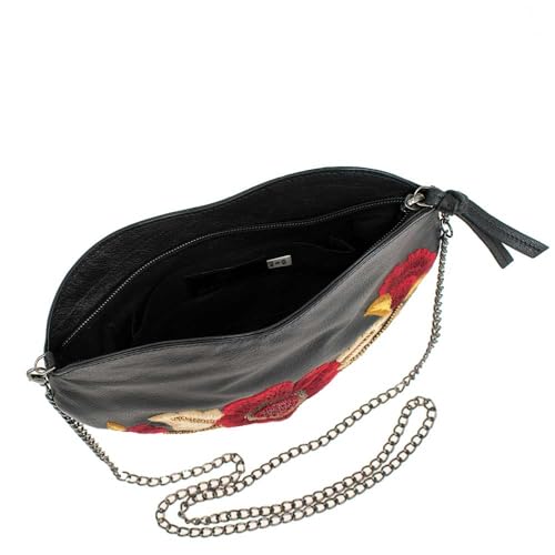 Mary Frances Heartbeat Leather Crossbody Handbag, Black