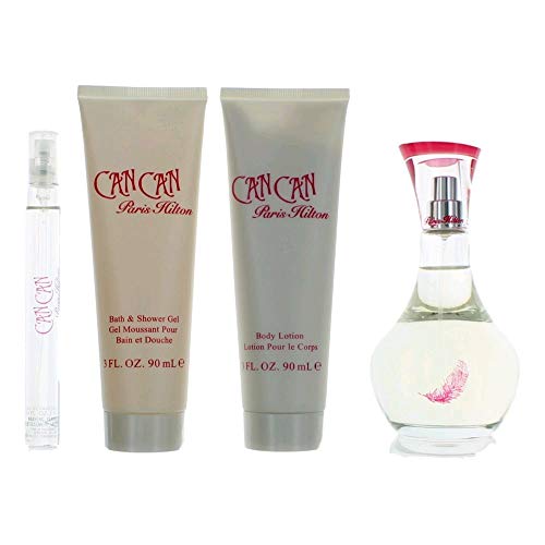 Paris Hilton Can Can for Women Gift Set (Eau de Parfum Spray, Lotion, Bath and Shower Gel, Perfume Stick)