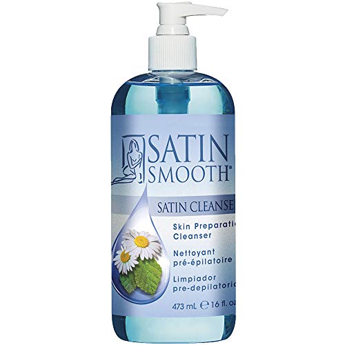 SATIN SMOOTH Pre Wax Cleanser - Antiseptic Formula for Pre Wax Hair Removal Skin Prep, Deep Cleansing & Irritation-Free Waxing, AfterWax Care, 16 oz