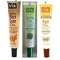 VIA NATURAL Ultra Care Jamaican Black Castor Oil, Excellent Hot Oil Mositurizer, Tea Tree & Argan Oil For Hair, Scalp & Body, Bundle (1.5 fl.oz Each)