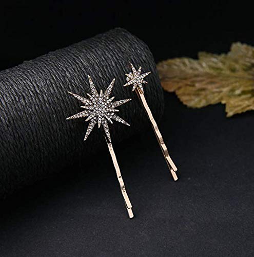 DNHCLL Moon Star Hexagram Crystal Hair Clips Set Women Lady Alloy Barrettes Hairpin Side Clip Hair Accessories Decorative Hair Accessoeies Headpieces