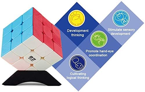 QY Toys Warrior W Speed Cube 3x3 – Stickerless 56mm Magic Puzzle Cube, Educational Toy to Improve Concentration, Standard Edition