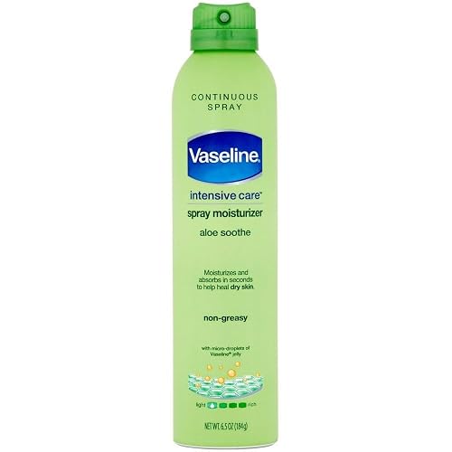 Vaseline Spray and Go Moisturizer, Aloe Soothe, 6.5 Ounce, 2 Pack
