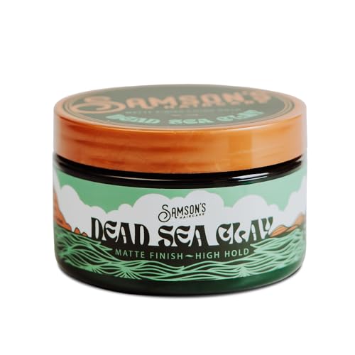 SAMSON'S HAIRCARE Dead Sea Hair Styling Clay, Nourishing and Revitalizing Hair, With Black Hawaiian Sea Salt, High Hold, Ultra-Matte Finish, 4 oz.
