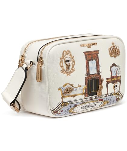 KARL LAGERFELD Paris Women's Crossbody, White Gold/Multi, One Size
