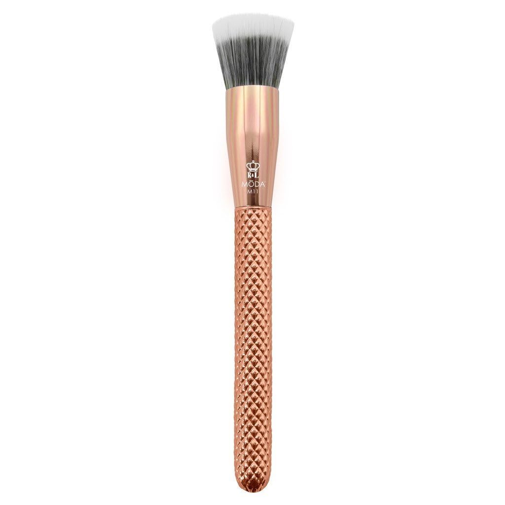 MODA Metallics Stippler Makeup Brush - Duo-Fiber Face Brush for Airbrushed Foundation, Blush & Highlighter