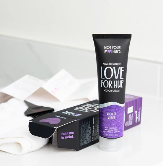 Not Your Mother's Love For Hue Semi-Permanent Hair Color Cream, Violet Vibes, 4.5 Fl Oz / 133 ml