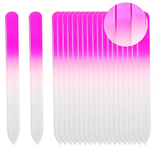 SIUSIO 40 Pack Professional Czech Crystal Glass Nail Files for Natural Nails Double Sided Etched Surface Files Gradient Rainbow Color for Acrylic Nail