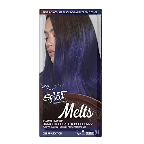 SPLAT MELTS COMPLETE KIT WITH BLEACH AND 2 SEMI-PERMANENT HAIR COLORS (Blueberry & Dark Chocolate)