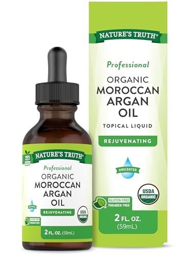 Nature's Truth Moroccan Argan Oil Hair, Skin and Nails Product Serum | 2 fl oz | USDA Organic | Paraben & Gluten Free
