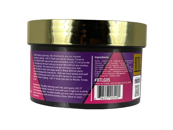 BTL LOC IT! Multi-Use Hair Styling Gel - Strong Hold, Shine Enhancing, Residue-Free Formula for Braids, Twists, Locs, Edges - Perfect for Natural Hair