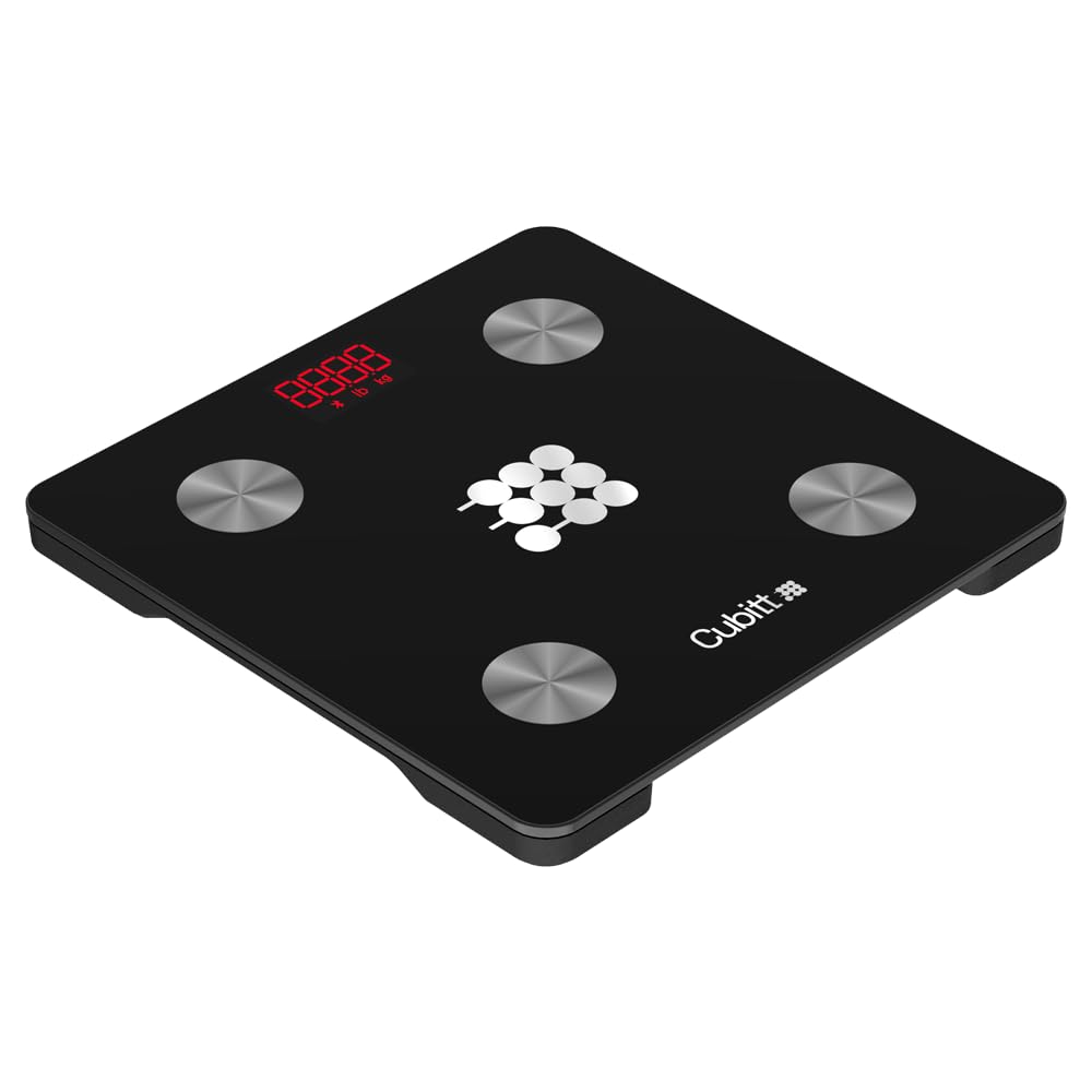 CUBITT Smart Digital Weight Scale, 13 Body Composition Analizer, BMI, Muscle Mass, Body Fat Scale with Smartphone App sync with Bluetooth (Black)