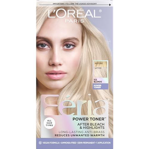 L’Oreal Paris Feria Long-Lasting Anti Brass Power Hair Toner, Ammonia Free Demi Permanent Hair Color, Ice Blonde Hair Toner, 1 Application Beauty and Personal Care L'Oreal Paris Default Title