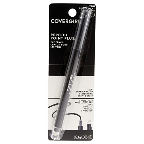 COVERGIRL Perfect Point Plus Eyeliner Pencil, Black Onyx Pack of 1, Long-Lasting, Versatile Black Eyeliner, Soft Smudging Tip, No Sharpening Needed