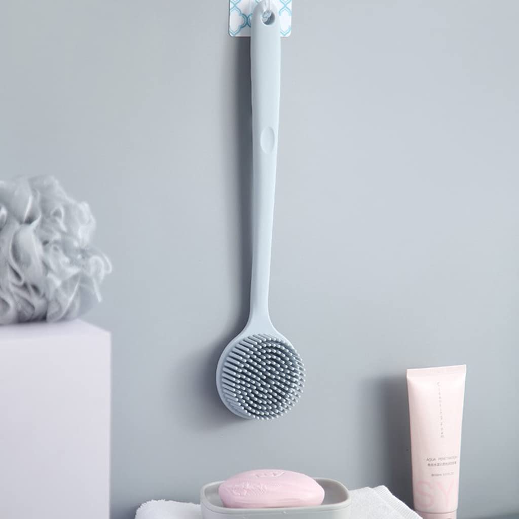 Double Sided Silicone Back Scrubber Bath Shower Long Handle Body Massage Brush Beauty and Personal Care lazyfun