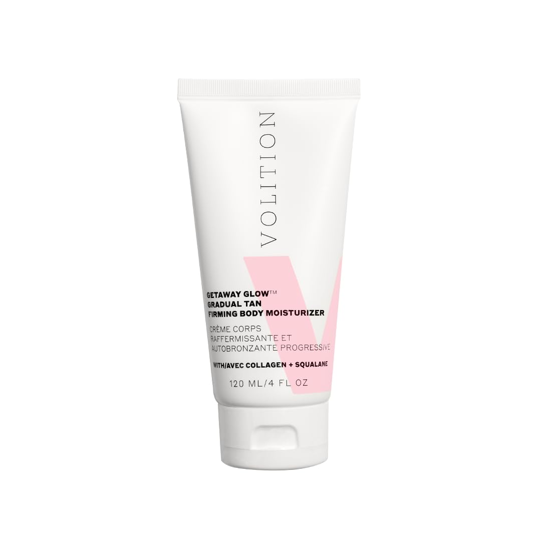 Volition Beauty Getaway Glow Gradual Tan Firming Body Moisturizer with Vegan Collagen + Squalane | Skin Smoothing Cream, Stretchmark Treatment
