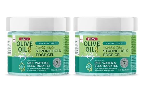 ORS Olive Oil Max Moisture Nourish & Shine Strong Hold Edge Gel with Rice Water & Electrolytes 4 Oz (Pack of 2)