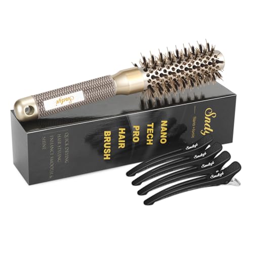 Sndyi Small Round Brush for Blow Out, Nano Thermal Ceramic Ionic Round Hair Brush with Boar Bristles, Boost Shine & Volume, For Short Hair with Quick Beauty and Personal Care Sndyi Default Title