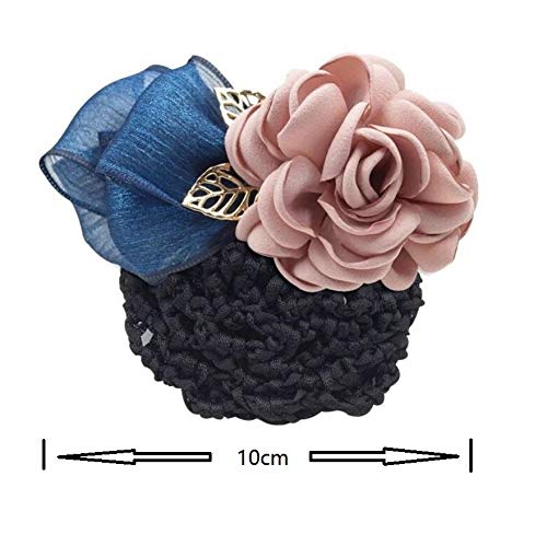 Women Hair Bun Cover Net Snood Hairnet Bowknot Decor Barrette Hair Clip Bow Ribbon Flower Hair Accessories For Stewardess Banks Hotels Restaurant