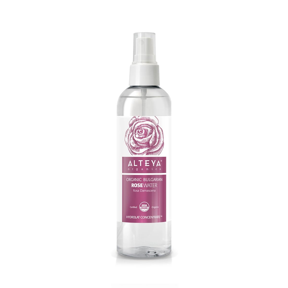 Alteya Organics Rose Water USDA Certified Organic Facial Toner, 8.5 Fl Oz/250mL Pure Bulgarian Rosa Damascena Flower Water, Award-Winning Moisturizer
