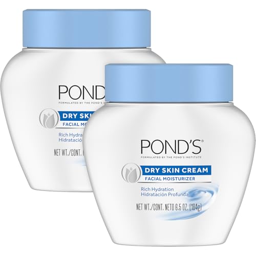 Pond’s Dry Cream Facial Moisturizer 2-Pack - Non-Comedogenic, Hypoallergenic, Dermatologist-Tested Face Cream for Women, 6.5 Oz Ea