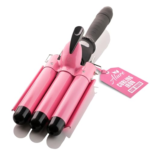 Alure Three Barrel Curling Iron Wand Hair Waver with LCD Temperature Display - 1 Inch Ceramic Tourmaline Triple Barrels, Dual Voltage Crimp Beauty and Personal Care Alure Default Title