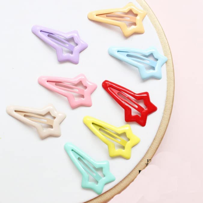 Duehut HLLMX 10 PCS Colorful Stars Duckbill Clip Hair Clip Non-slip Toddlers Colorful Cute Lovely Metal Hair Barrettes Hair Accessories for Kids Teens