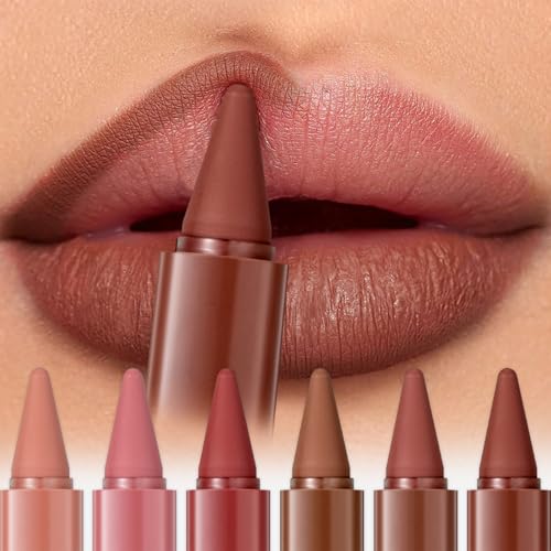 6 Pcs Gradient Lip Liner and Lipstick Combo Set - 2-in-1 Ombre Lipstick & Brown Lip Liner Duo - Waterproof, Long-Lasting, Matte Finish - Smudge-Proof Beauty and Personal Care Beauty Glazed Default Title