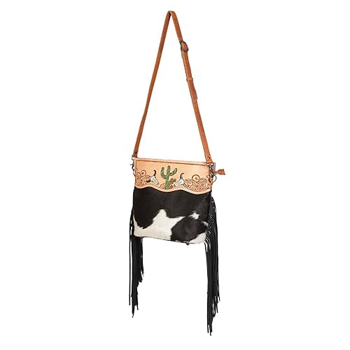 American Darling Women's Clutch Bag Western Hand Tooled Hair on Genuine Leather Handbag and Ladies Purse