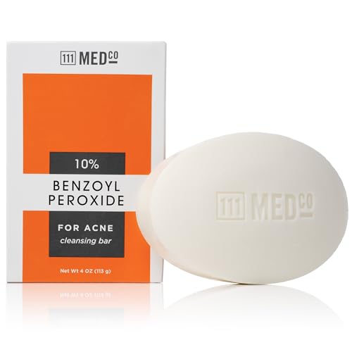 111MedCo 10% Benzoyl Peroxide Acne Treatment Cleansing Bar, Maximum Strength Medicated Face & Body Soap‑Free Bar for Stubborn Breakouts on Face, Chest Beauty and Personal Care 111MedCo Default Title