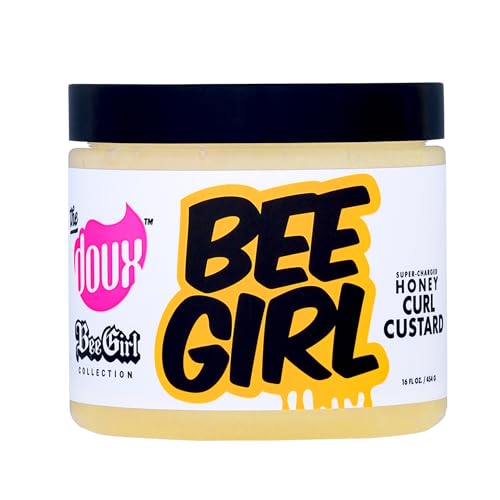 The Doux Curl Cream for Curly Hair with Honey, Aloe & Keratin - Curl Defining Custard for Frizz Control, Moisture & Shine Bee Girl Honey Custard