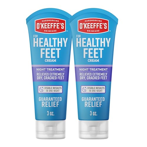 O'Keeffe's for Healthy Feet Night Treatment Foot Cream 3 oz Tube (2 Pack)- Guaranteed Overnight Relief for Extremely Cracked, Dry Feet, Repairing