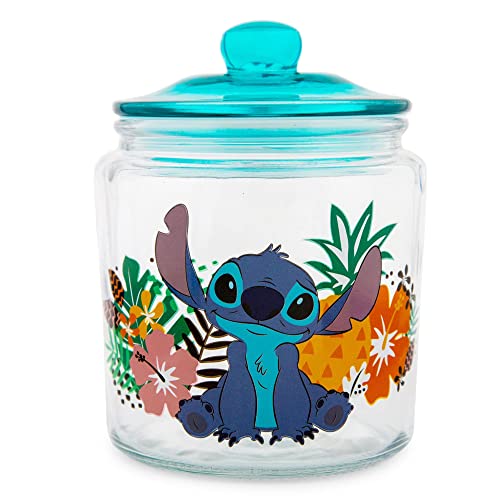 Silver Buffalo Disney Lilo & Stitch Tropical Glass Cookie Snack Candy Jar With Lid (Small)