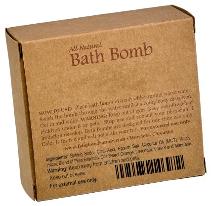 Fabulous Frannie Kid's Peace and Calm Natural, Handmade Bath Bomb Set, Rich in Essential Oil, Salt, Coconut Oil, Witch Hazel 2.5oz (Pack of 1)