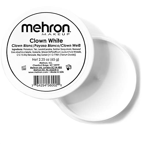 Mehron Makeup Clown White Professional Face Paint Cream Makeup | White Face Paint for Stage, Film, Cosplay, & Mime | Halloween Clown 2.25 oz (65g) |