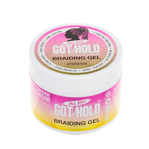 ALL DAY GOT HOLD Braiding Gel for Braids, Twists & Protective Styles (Hydration) - Strong Hold with Aloe & Rose Water - Non-Flaking Styling Gel