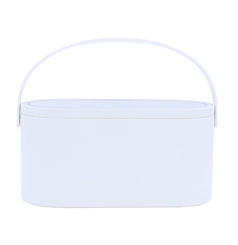 AMYESE Travel Makeup Box with LED Lighted Mirror, Multi-purpose Cosmetics Box Carrying Case Women's Dat Gift, White, Travel Size (Instruction