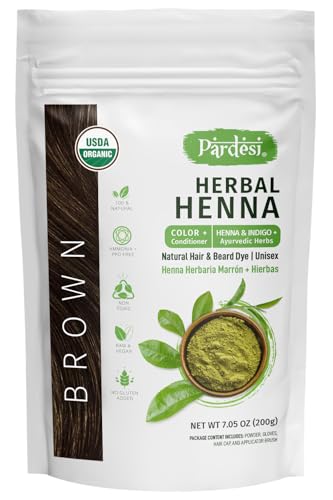 Pardesi Organic Henna Brown 200g - Natural Hair Color & Conditioning Treatment | Halal, Non-GMO, Vegan | Chemical-Free